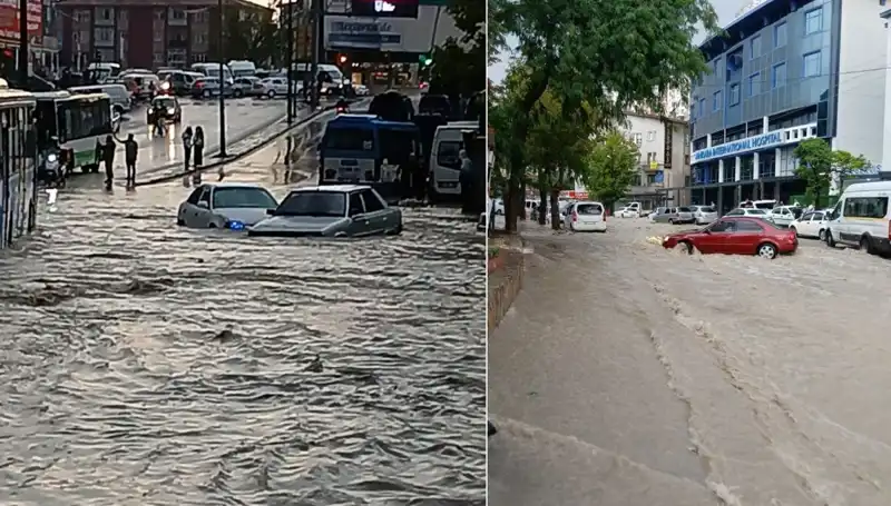 Ankara'da Sağanak Yağış Alarmı: Arabalar Sürükleniyor!