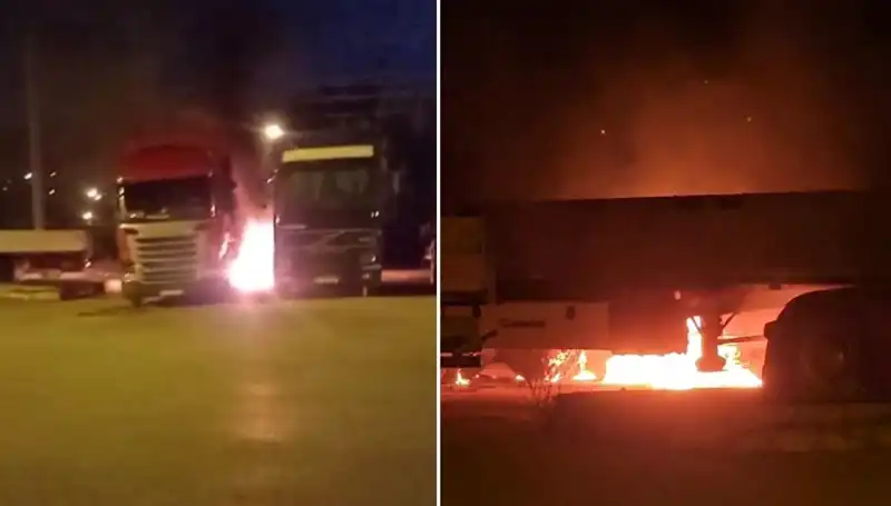 Park Halindeki Tırların Alev Alev Yanışı: Nedeni Merak Ediliyor